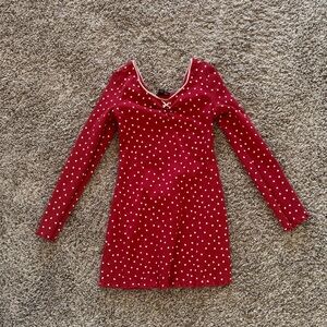 Art Class Red Heart Print Kids Dress